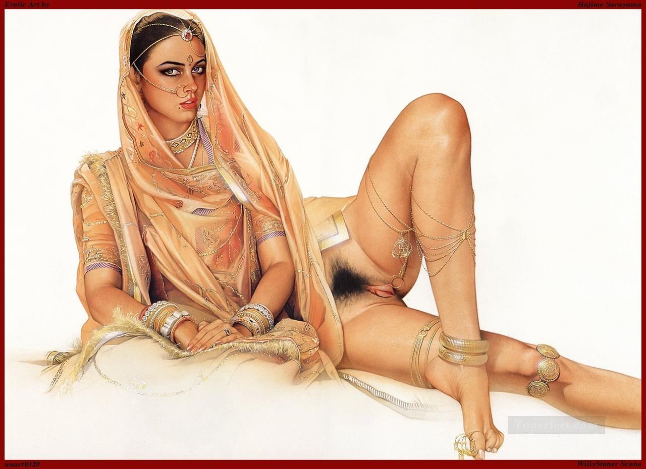 インドのエロチックな女性のセクシーなヌード油絵